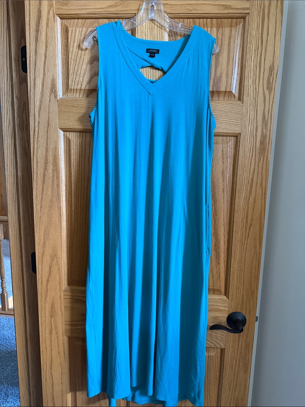 J. Jill Bright Turquoise Sleeveless V‑Neck Maxi Dress